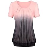 NPRADLA 2019 Damen beiläufige Steigung gedruckt Plissee Plus Größe Stammes T Shirt Tops Bluse(Rosa-1,XXXXXL)