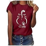 Activewear-Shirts & Blusen für Damen Shirts Damen lang t Shirt Jungs 158 Women's Casual Loose Round Neck Shorts Sleeve Letter Print Top Blouse T-S