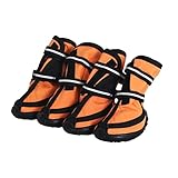 A1-Brave Hundeschuhe, Wasserdicht XXL. Haustierschuhe for kleine bis große Hunde Oxford Bodenreflektierende Pet Rain Stiefel Große Hundeschuhe (Color : ORANGE, Size : XS)