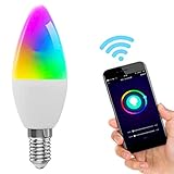 Smart LED Lampe, WIFI Lampe, Glühbirne E14, Dimmbare Birne mit Fernbedienung, Meross Smarthome Glühbirnen, Intelligente Lampe, APP Steuern Kompatibel mit Alexa Echo Google H