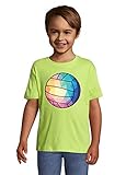 Geometric Volleyball Sport Ball Vector Graphic Apple Green Kids Colorful T-Shirt 12 Year O