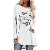 Women's Casual Half Zip Up Pullover Sweatshirts Fashion Loose Plain Long Sleeve Tops with Pockets(White, XXL)