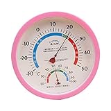 Innen- & Außenthermometer Wand hängen analoge Thermometer Hygrometer Temperaturfeuchtigkeitsanzeige Monitor für Messen Temperatur Luftfeuchtigkeit des Indoor / im Freien Hygrometer ( Color : Pink )