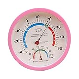 Innen- & Außenthermometer Wand hängen analoge Thermometer Hygrometer Temperaturfeuchtigkeitsanzeige Monitor für Messen Temperatur Luftfeuchtigkeit des Indoor / im Freien Hygrometer ( Color : Pink )