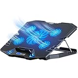 TopMate C5 Gaming Laptop Kühler Kühlpad für 10-15,6 Zoll, Laptop Lüfter Kühlständer mit 5 leisen Lüftern Einstellbarer Geschwindigkeit und LCD-Controller, 5 Höhenverstellung, 2 USB Ports und LED-L