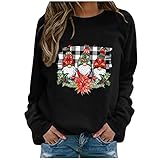 Hanomes Weihnachten Sweatshirt für Damen - Langarmshirt Herbst Winter Oberteil Tops Sport Outwear Leicht Vintage Mäntel frauen lange w