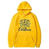 Overdose Damen Hoodie Longshirts Pullover Oberteile T-Shirts Tops Tshirt Weihnachtsdruck Lange Ärmel Sweatshirts V-Ausschnitt Loose Casual Tunika Merry Christmas Tee Mode B