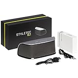 STYLETEC SL1 Bluetooth Lautsprecher Speaker tragbar Dual Bass & Mikrophon, AUX-Eingang, Indoor, Outdoor für IPhone, Galaxy mit Ladekabel & AUX-Kab