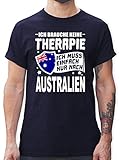 Länder Fahnen und Flaggen - Ich Brauche Keine Therapie Ich muss einfach nur nach Australien - weiß - XL - Navy Blau - männer t-Shirt australien - L190 - Tshirt Herren und Männer T-S