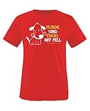 Comedy Shirts - Hunde sind Engel mit Fell - Mädchen T-Shirt - Rot/Weiss-Gelb Gr. 152/164