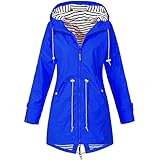 joyvio Windabweisende leichte Regenjacke für Damen Wasserdichter Regenmantel Regenmantel Kapuzen-Outwear-Jacke Kapuzen-Regenponcho wasserdichte Regenmantel-Jacke für Damen (Color : Blue, Size : M)