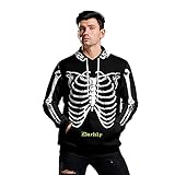 LVLUOKJ Halloween Paar Pullover, 3D-Druck Kapuzen Baseball Uniform Langarmshirt, Nacht Kostüm Party Show Bühne Abendkleid (Color : Black, Size : XXL1)