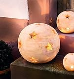 große Terracotta Kugel'Sterne', Ø 30 cm, Gartenkugel, Windlicht, Dekokug