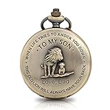 zu My Son Taschenuhr Lion Pattern Gravierte Taschenuhr für Sohngeschenk