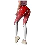 LOOKAa Yogahose damen,Women's christmas print Yoga Sports Leggings Tights Printed Short Yoga Trousers Running Trousers Sports Leggings with Side Pockets High Waist Sports Trousers Long Yoga T