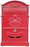 YSDKJ briefkasten anthrazit briefkasten Sicherheits-Schließfach außerhalb von Briefkästen Vintage European Aluminium Secure LetterboxPaketkasten Drop Box 1013(Color:Red)