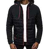 Nileco Sport Laufen Track Mantel,Herren Durchgehendem Reißverschluss Hoodie Jacke,Fashion Farbblock Pullover Casual Langarm Sweatshirt mit Taschen-Schwarz X-Larg