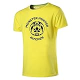 Monster Hunter Küche T-Shirt,Videospiel Mh 3D Gedruckt 100% Baumwolle Solid Short Sleeve Für Sommer Spiel Liebhaber Teen Gelb M