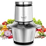 Zerkleinerer küche elektrisch, Zwiebelschneider, 1.2 L Edelstahl Behälter, Multizerkleinerer mit Quadblade-System, 400 Watt (MEHRWEG)