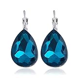 AG Neuheit-Schmuck - Europa Und Diamant-Schmuck-Set/Wasser Tropfen Großen Edelstein Ring/Ohrring Set/Mehrere Farben Zur Auswahl,Blau,Ring + Ohrring
