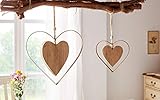 2 Deko-Hänger Herz in Herz aus Metall in Rost-Optik & Treibholz, Fensterschmuck, Wanddeko, Hängedek