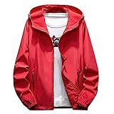 MRURIC Herren Reißverschluss Einfarbig Leichte Winddichte Jacke Jacke Outdoor Große Größe wasserdichte Kapuzenjacke Junge Wandern Camping Oberbekleidung Mit Reiß
