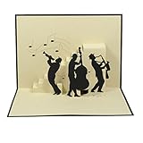Favour Pop Up Glückwunschkarte. Ein filigranes Kunstwerk, dass beim Öffnen mit einer liebevoll gestalteten Jazz-Band überrascht. TB050