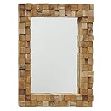 CasaJame Wandspiegel mit Holzrahmen Würfelmosaik mediterran Bali B65 H85cm T4