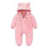 Dwevkeful Baby Junge Mädchen Fleece Winter Overalls Säugling Strampler Fleece Schneeanzug mit Motiv Kleinkind Baby Winter dicken Overall mit Kapuze Neugeborenenenen Strampler Warm Outfits Outw