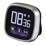 Xavax Digitaler Küchentimer, Touch-Funktion (Timer und Stoppuhr, magnetisch, bis 99 Min. 59 Sek., lauter Ton) Design Kurzzeitmesser, elektronische Eieruhr silber/schw