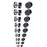 9 Paare 3-12 mm Tian Edelstahl Herren Ohrstecker Creolen Tunnel Ohrringe für Damen Edelstahl Herren Pierced Earrings Schwarz Stud Earrings (Schwarz)