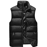 Buby Herren Winterweste Jacke Outdoor Isolierte Leichte Weste Sport ärmellos Puffer Weste mit Tasche Steppweste Stehkragen Sweatshirt Wasserdichten Warm Vest Wintermantel Sportweste Bluse Jump