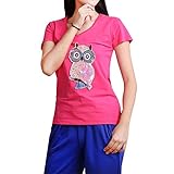 AIFEI Damen Frühling und Sommer Mode sexy Größe lässig Kurzarm T-Shirt, Rose rot, XXXXL