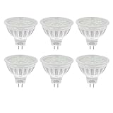 Uplight 5.5W Dimmbar MR16 LED Lampe Gu5.3 Strahle,Warmweiss 3000K,Ersetzt 50-60W,600LM RA85 DC12V,120°Abstrahlwinkel,6er Pack