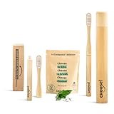 CHOOSE Bambus Zahnbürsten-Set - Bambus Zahnbürste (2x), Zahnbürstenetui & Zahnpasta Tabletten | Zähneputzen ohne Plastik | Nachhaltig | weihnachten geschenke | geschenkbox w