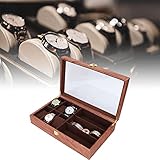 Uhrenbox Holz, 6+3 Slot Vintage Holzuhr Schmuck Aufbewahrungsbox Uhrendislpay Box Organizer Schmuckvitrine Uhrenkasten Holz mit Glasfenster Watch Dislpay Box