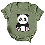 Frauen Casual Cute Animals Printing Shirts Rundhals Kurzarm T-Shirt Tops Tunika Bluse Kurzarm51 - Green M