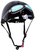 KIDDIMOTO Fahrrad Helm für Kinder - CE-Zertifizierung Fahrradhelm - Design Sport Helm für Skates, Roller, Scooter, laufrad - Schwarz Motorradbrille - M (53-58cm)