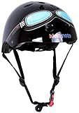 KIDDIMOTO Fahrrad Helm für Kinder - CE-Zertifizierung Fahrradhelm - Design Sport Helm für Skates, Roller, Scooter, laufrad - Schwarz Motorradbrille - M (53-58cm)