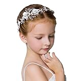 IYOU Prinzessin Weiße Blume Kopfschmuck Perlenhaar Kleid Kristall Braut Hochzeit Haarschmuck für M