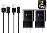BACE Schnellladegerät für Samsung Galaxy S7 / S7 Edge / S6 / Edge/LG G2 / G3 / G4, 2 Stück (Wandladegeräte und Micro-USB-Kabel) Schw
