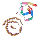 VORCOOL 2 Stücke 2 Mt Rhythmische Kunst Gymnastik Band mit Stick Kinder Tanzen Streamer Riband Wirbelnden R