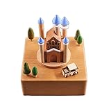 BAWAQAF Spieluhr, blaue Burg-Spieluhr, Spieluhr, Himmelstadt-Spieluhr, Kinderspielzeug, Familienschlafzimmer, Arbeitszimmer, Dek