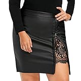 Damen Pu Lederrock Rock Elegant Kurz Kunstleder Herrenmode Rock Hohe Taille Schlank Cocktail Party Clubwear Mini Rock Pu-Leder Bleistift Rock (Color : Schwarz, Size : L)