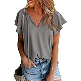 MQYXGS Frauen Sommer lose Blumendruck V-Ausschnitt Kurzarmhemden Oberteile Lose Blusen Pullover Oberteile Lässig Boho Blumendruck Kurzarmhemden Lose Blusen Übergröße Tunika Oberteile Damen Lässig