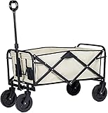 Metall Bollerwagen faltbar,Vollgummi-Reifen klappbollerwagen,90L Strand Wagen klappbar,Transportwagen mit Lenkrollen,Handwagen Strandwagen Traglast 150kg