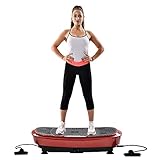 Boutiquespace Profi Vibrationsplatte 3D Wipp Vibration Technologie, Riesige Fläche, 2 Kraftvolle Motoren + einmaliges Design + Trainingsbänder + Fernbedienung-R