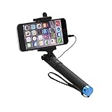 Blun Selfie-Stick Compact 3,5 mm Klinke für Samsung Galaxy A32 A12 A42 A02s A51 5G A31 A21s A41 A71 A51 A10 A40 A20e A50 A70 A9 (1. 8) A7 2018 A6 Plus A6 und +
