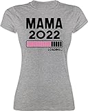 Mutter Geschenk Mama - Mama Loading 2022 - XXL - Grau meliert - Mama 2022 Tshirt - L191 - Tailliertes Tshirt für Damen und Frauen T-S