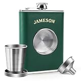 KWANITHINK Flachmann, Edelstahl Flachmann 227ml, Flachmann Whisky 8oz Mit Becher 2oz,Flachmann Camping GeeignetTrauzeuge Geschenk Mann, Tragen von Alkohol, Wandern, Klettern, Picknick Erk